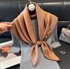 Classic H Temperament Silk Scarf Women'S Tencel Cotton Trend Versatile Imitation Silk Scarf Scarf 90 Square Scarf