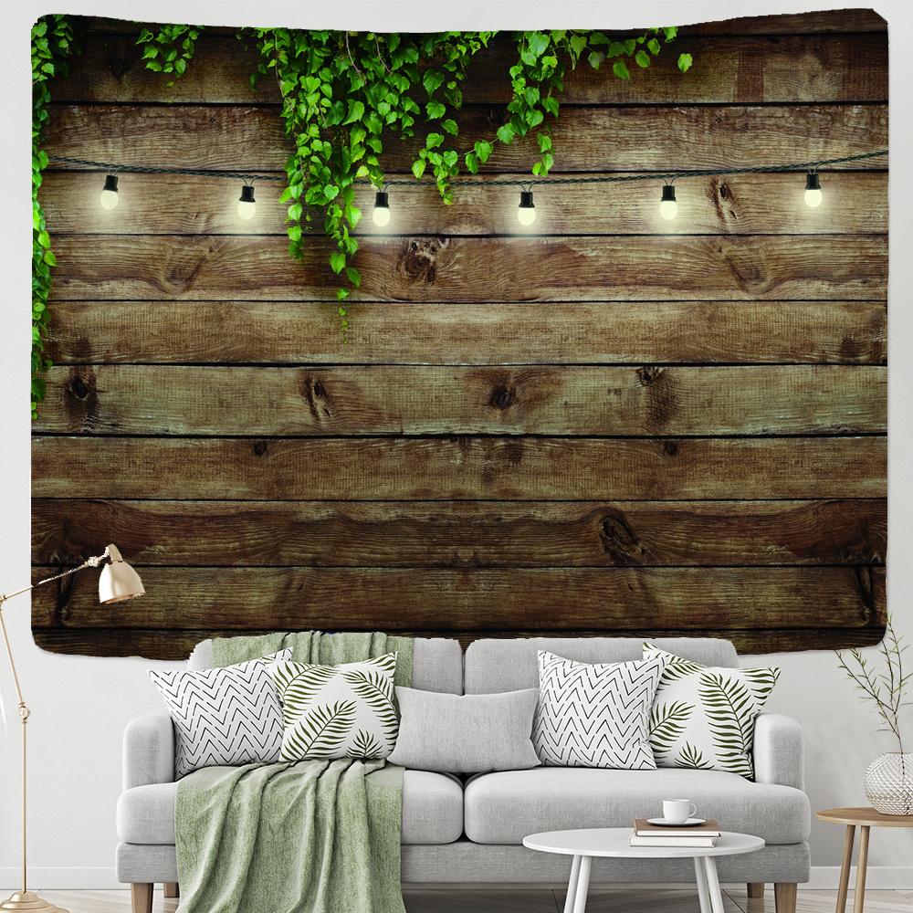 Plant On Wood Board Wall Tapestry Wall Hanging Farmhouse Decor Large Size Tapestry Hippie Boho Wall Tapestries Mandala Fabric