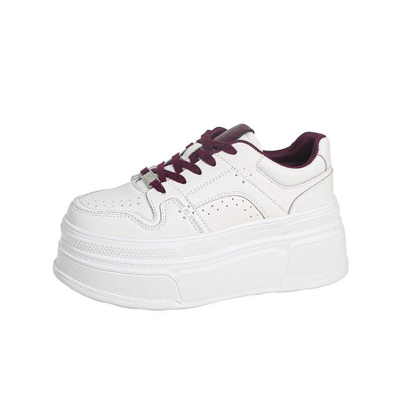 Leather platform white shoes women's 2025 new autumn and winter velvet versatile small board shoes heightening casual sports shoes