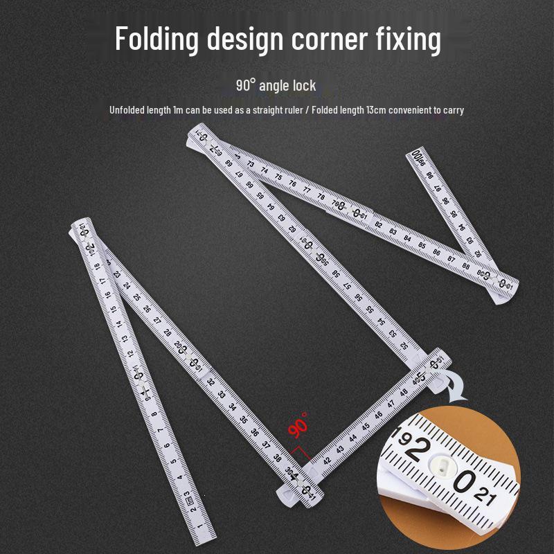 1.1m Multi-Purpose Folding Ruler – 10-Fold Design for Measuring and Drawing
