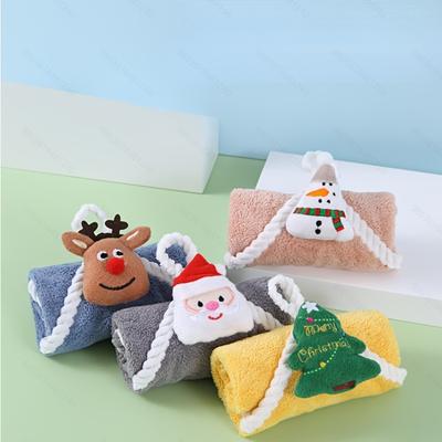1 pièce Serviette douce corail pour les mains Chiffon absorbant Torchon de cuisine Fournitures de salle de bain Chiffon suspendu dessin animé Accessoires de cuisine