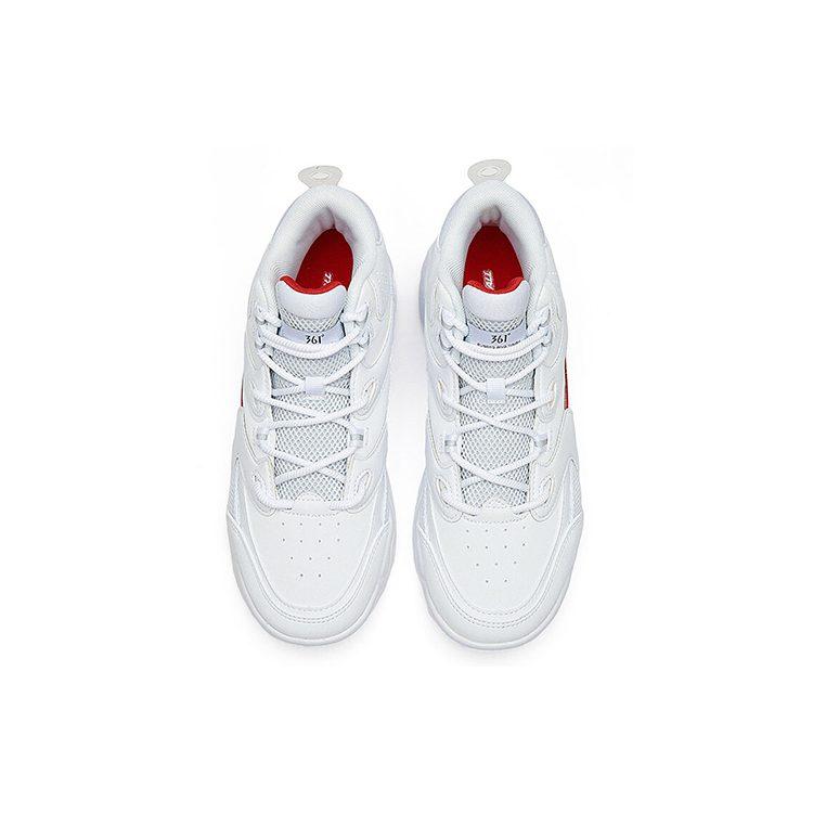 361 Mesh, Synthetikleder Dämpfung Rutschfest Abriebfest Mittelhohe Basketballschuhe Damen Weiß Rot 582031120-1