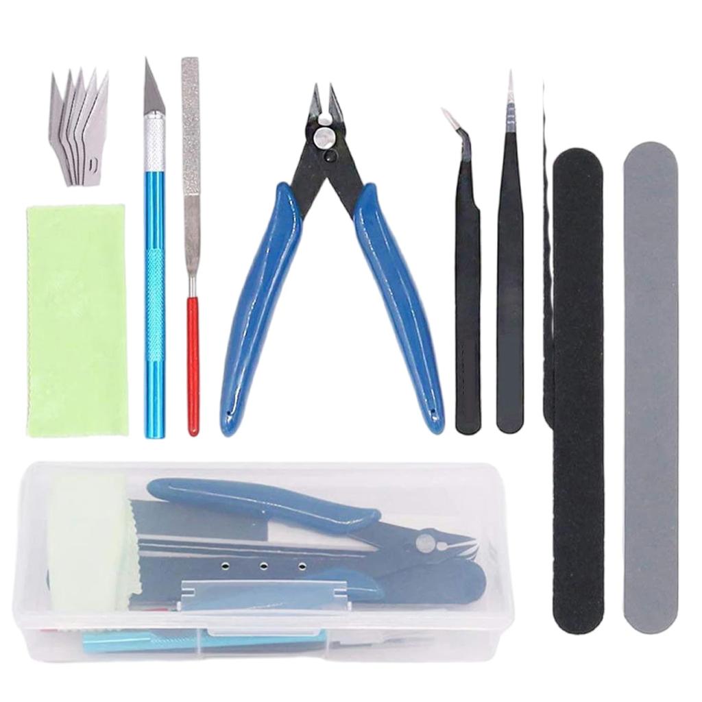 9-teiliges Modellbauwerkzeug-Set für Auto-/Spielzeug-/Gundam-Modellbau DIY Reparatur Wesentliches Bastelset Kombinierte Werkzeugkiste