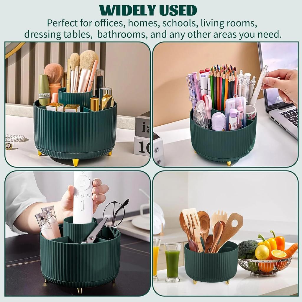 5 Slot 360° Rotating Makeup Brushes Holder Organizer Multi-Functional Desk Storage Cosmetics Storage for Vanity Desktop Bathroom