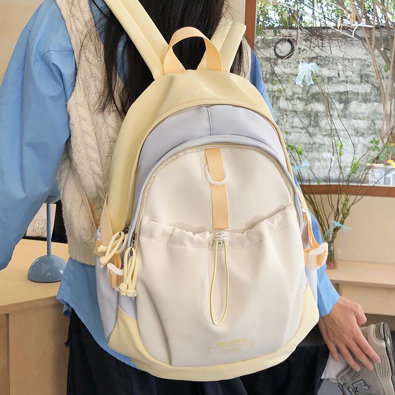 Sweet niche color matching girl backpack new versatile high school student schoolbag commuter travel backpack