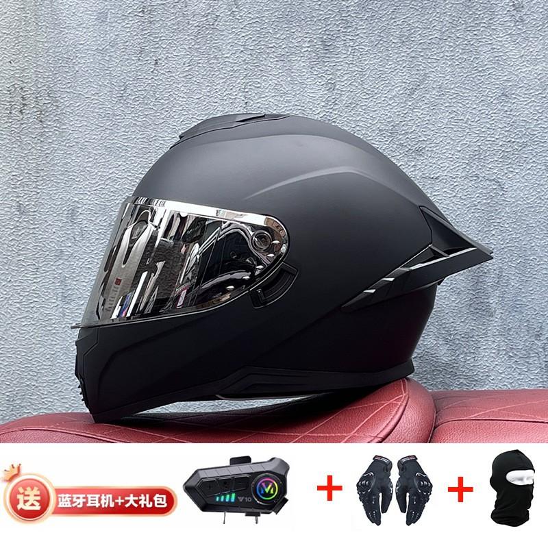 Full Face Motorcycle Helmet With External Bluetooth Module Men Women Large Rear Wing Sport Style DOT Approved