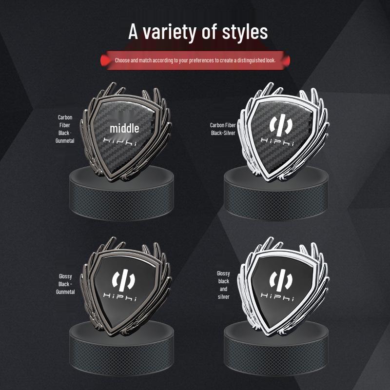 HiPhi X Y Z Metal Wing Badge Emblem for Car Body, Side Window, or Trunk