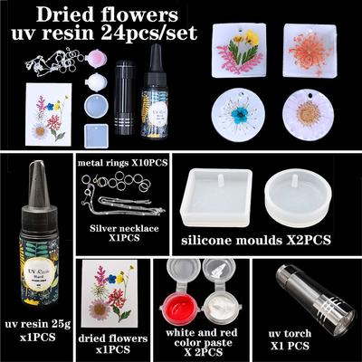 Dried Flower UV Epoxy Resin Mold Kit Pendant Jewelry Making Silicone Mould