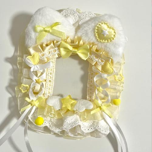 5.8cm Creative Design Kawaii Badge Pin Displaying Holder Sweet Lace Star Protector with Lanyard Fashoin Badge Clip Cover Case