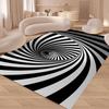 3D Vortex Illusion Area Rug for Bedroom Living Room Non-Slip Floor Mat Black White Geometric Optical Decor