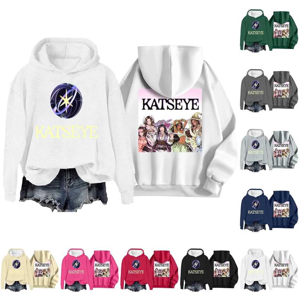 Women's Fashion Casual Long Sleeve Loose Printed Pullover Sports Long Sleeve Hooded Sweatshirt