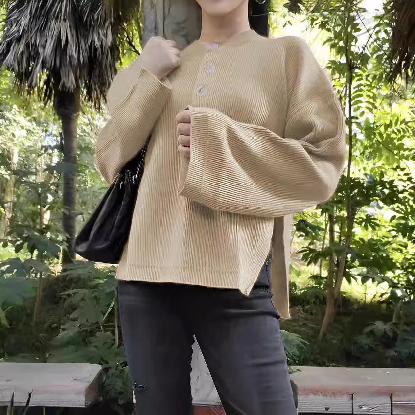 DAFIFY Women's Fashion Casual Fall Winter Solid Color Print Long Sleeve O-Neck Sweaters