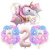 Pink Color Unicorn Aluminum Film Printing Latex Balloon Set Children'S First Birthday Arrangement Surprise Gift