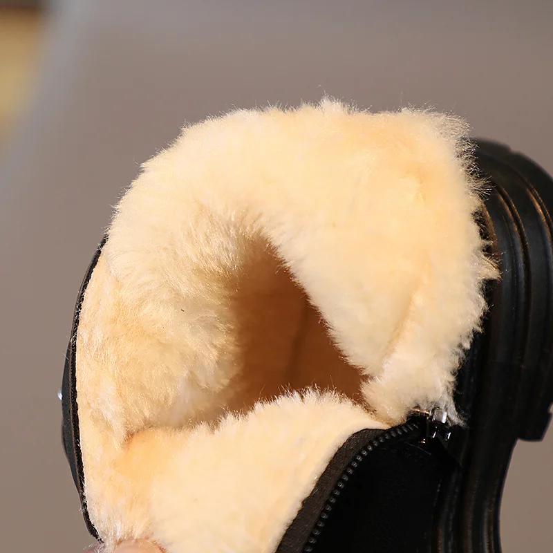 New Autumn Baby Warm Plush Winter Boots Pu Leather Waterproof Toddler Boys Casual Shoes Girls Non-slip Snow Boots Bota Infantil
