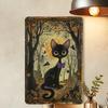 1pc Vintage Halloween Cat Metal Tin Sign, Iron Construction, Spooky Forest and Moon Scene, Wall Art for Home, Bar, Cafe, Gym, Ga