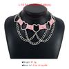 Women Hip Hop Punk Style Exaggerated Necklace Metal Texture PU Heart Jewelry Trendy Cool Personality Clavicle Necklace Jewelry