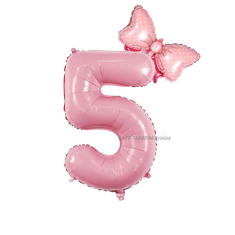 32 Inch Birthday Number Ballons New Girls Princess Birthday Pink Bownot Balloons Wedding Party Ballons Jumbo Number Balloon