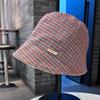 New retro plaid bucket hat autumn and winter face small fashion versatile basin hat British style sunshade sunscreen hat