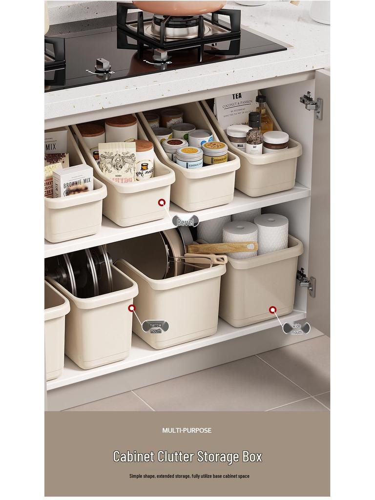 Japanese Kitchen Storage Box with Wheels - Under Sink Utensil and Miscellaneous Organizer