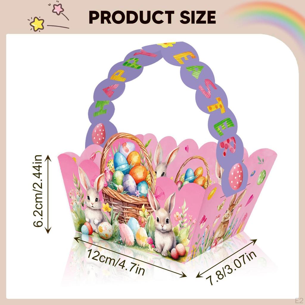 12x Easter Baskets Colorful Decorative Theme Empty for Birthday Holiday Party Favors Handheld