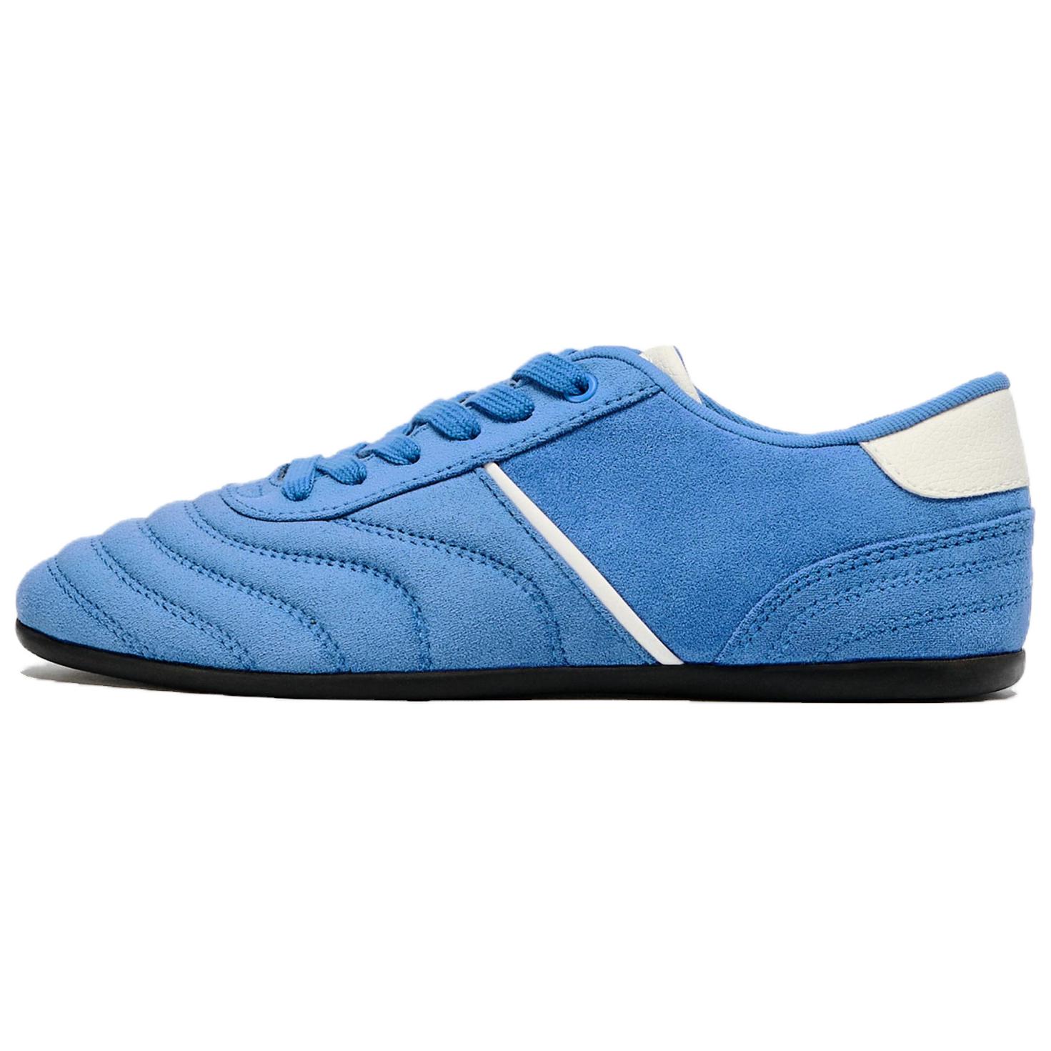 ZARA Suede Lace Up Retro Sneakers Blue Womens 15004510400 40