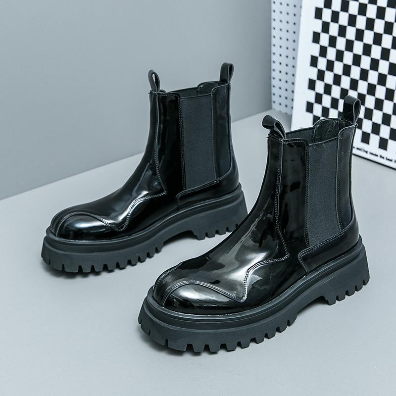 Men's Leather Boots Large Size Autumn and Winter New Men's Martin Boots Fashion Retro Trend High Top Leather Shoes Locomotive Boots