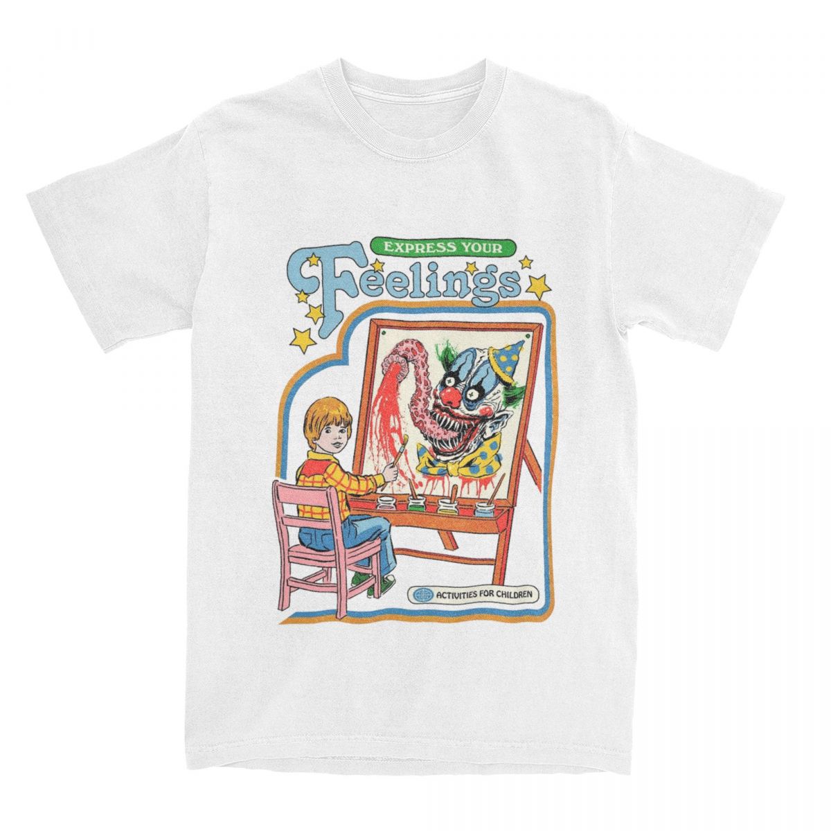 

Мужские и женские футболки с надписью «Вырази свои чувства», «Художественные футболки с изображением ужасов», «Жуткий художник», «Хлопковая футболка», «Одежда» 3XL