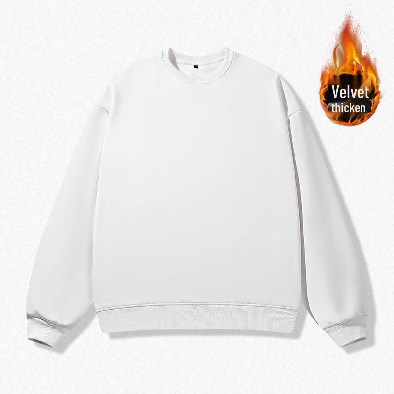 Unisex casualowa bluza z kapturem podszyta polarem: Okrągły dekolt, Luźny krój, Duży rozmiar, Długi rękaw, Idealny dla par