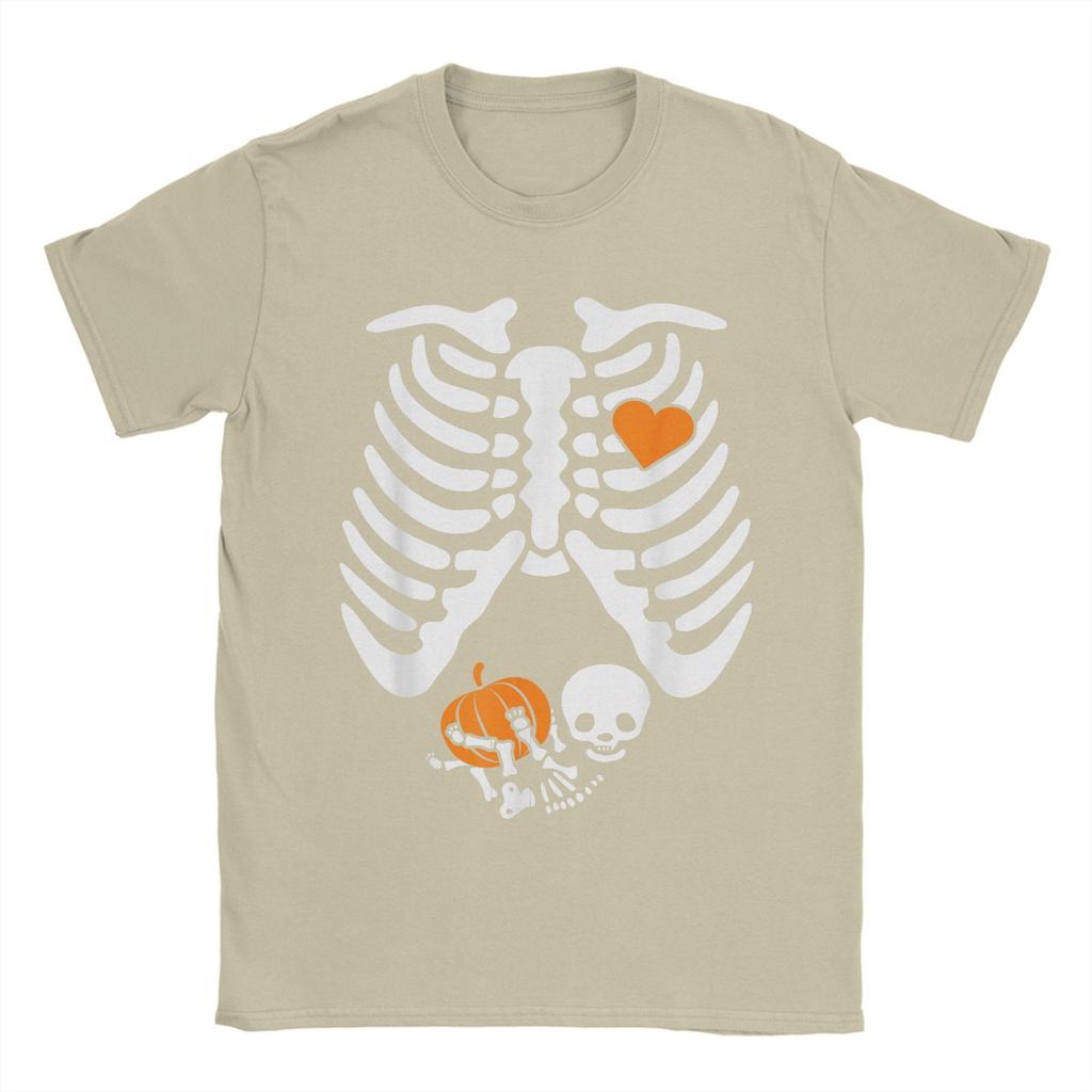 Women Skeleton Pregnancy Announcement Mom Halloween T-Shirts Men Crew Neck Cotton T Shirts Short Sleeve Tees Big Size Clothes