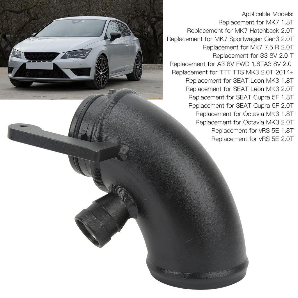 Highflow Inlet Turbo Elbow Pipe KD1088BK Sealed Black Rust Proof Replacement For MK7 Sportwagen Gen3 2.0T