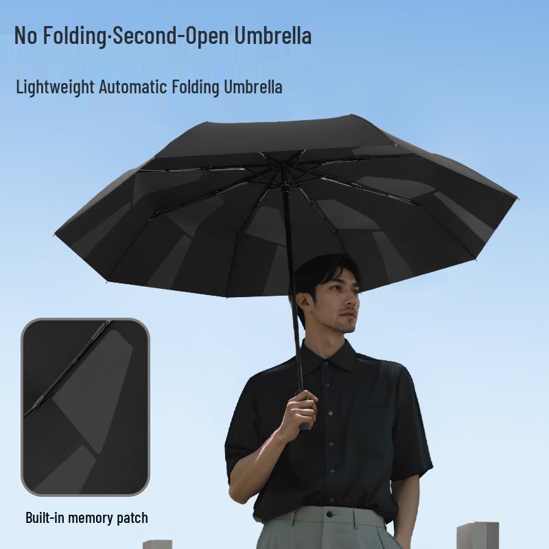 Black Magic Auto-Close Memory Umbrella: Compact, Foldable, Ideal for Business and Gifts