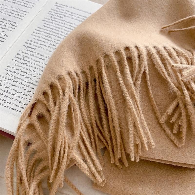 2025 Winter Wollschal für Damen Langer Warmer Kaschmirschal Hijab Einfaches Damen Schal Wickeltuch Weibliches Pashmina Bandana Kopftücher Neu