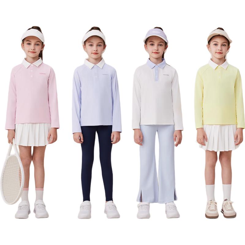 YEEHOO Unisex Kids' Long Sleeve Quick-Dry Anti-Bacterial Polo T-Shirt