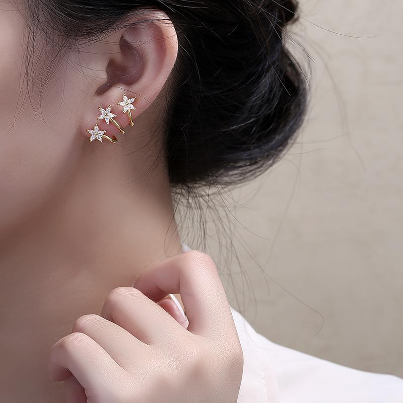 Flower Stud Earrings S925 Sterling Silver Needle Earrings Women's Ear Jewelry Gift 2026