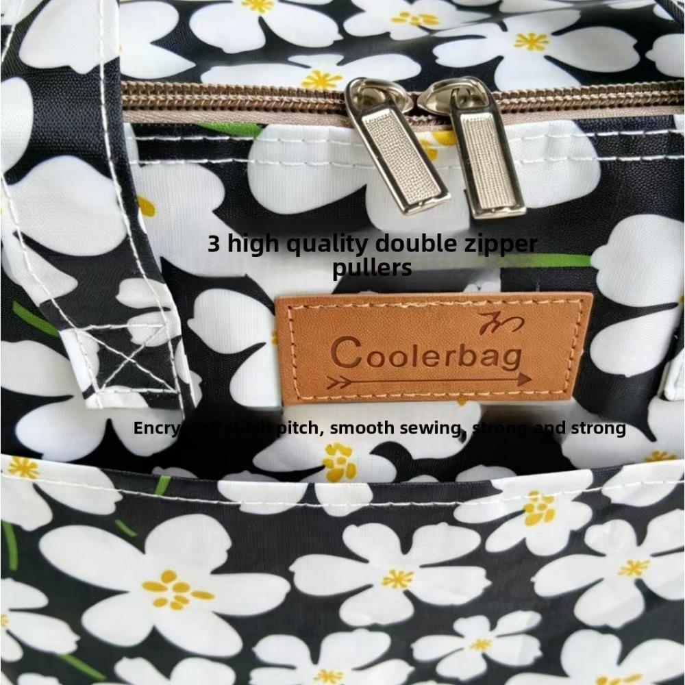 Oxford 4 Pockets Cooler Bag, Portable Handheld Insulated Lunch Bag, Outdoor Picnic Thermal Food Carrier