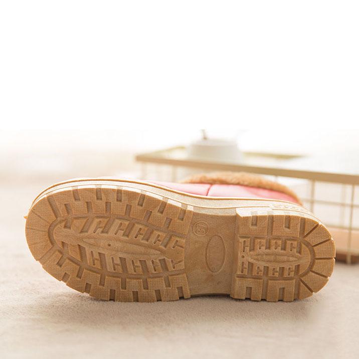 Women's Winter Waterproof Cotton Slippers Warm Thick Sole Indoor Leather Home Cotton Shoes