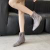 2025 autumn and winter new square head suede short heel temperament French fashion sexy beautiful women short boots