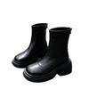 Casual women's shoes with thick soles and thick heels, fitted ankle boots