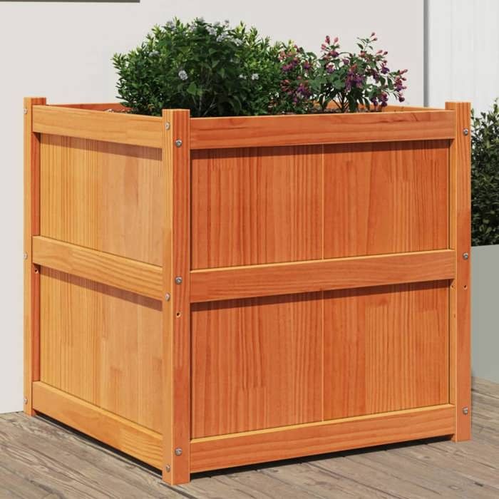 VidaXL Jardinière, Lit Surélevé, Bac à Fleurs, Pot de Plantes, Boîte à Fleurs Jardin Patio Terrasse, Cire Marron Bois de Pin 837436