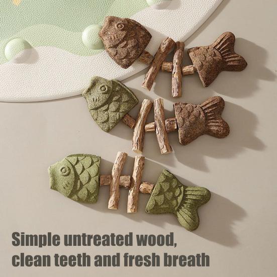 Natürliches Kauspielzeug für Katzen Fischknochen Katzenminze und Silberwein Spielzeug Sicher nur pflanzliche Inhaltsstoffe Spielzeug für die Zahngesundheit von Katzen zur Bereicherung gegen Langeweile