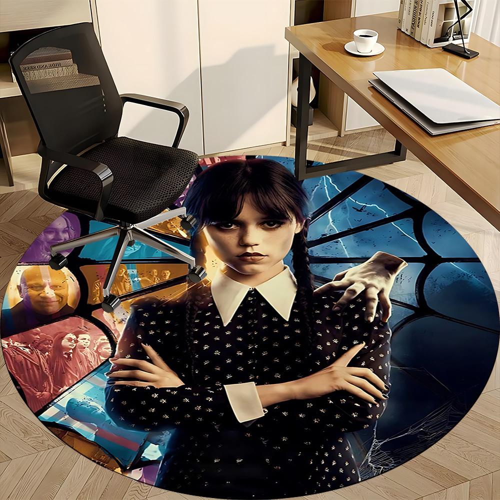 1pc Wednesday Office Round Area Rug, Indoor Mat Suitable For Office, Under Office Chairs Bedroom Living Room Home Decor, Room Deco