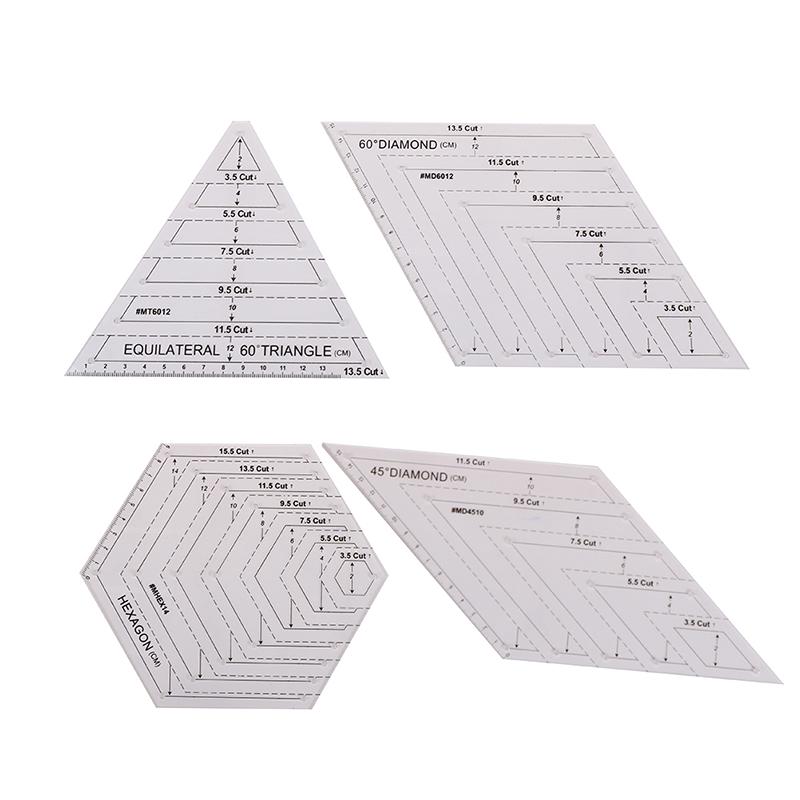triangolo Righello per patchwork 45 gradi righello di 60 gradi esagono 5 pezzi trapezoidale