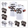 NFL Cleveland Browns 24 Chubb 95 Garrett Camiseta Bordada para Mujer Mezcla de Algodón Top Largo Estilo Urbano