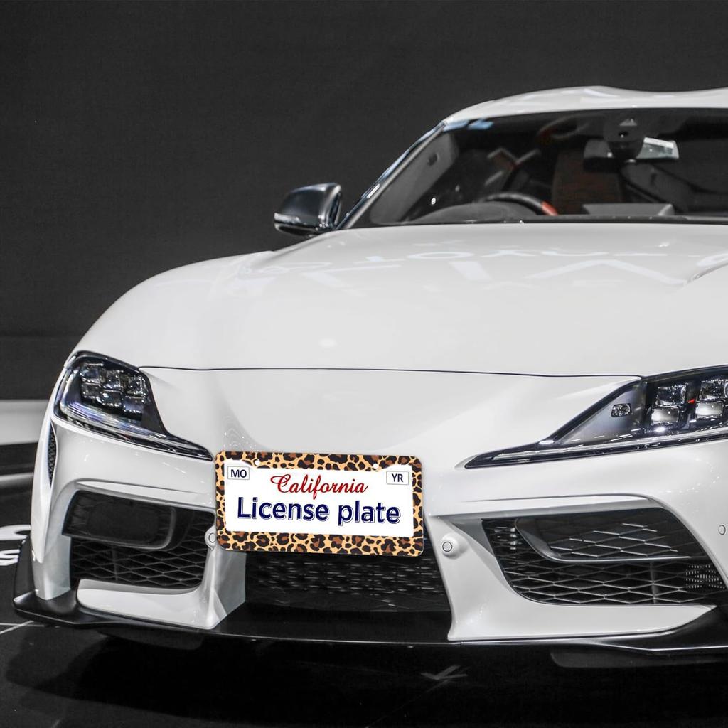 Leopard Print License Plate Frames Cheetah Print Car Accessories Leopard License Plate Covers Cheetah License Plate Holders Tag Frame For Women 12.3