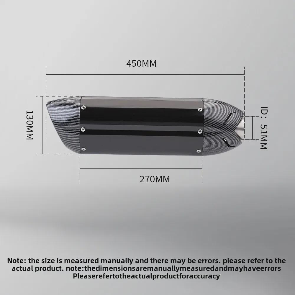 51MM Universal Motorcycle Race Muffler - Big Devil Tail Exhaust for 600 250SR 321R