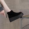 2024 Autumn/Winter Women's Thick-Soled Cow Suede Ankle Boots: Versatile, Height-Increasing, Warm Martin Style