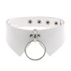 DIEZI Harajuku Bílý PU Kožený Kroužkový Choker Náhrdelník Pro Ženy Muže Vintage Gotický Hip Hope Nastavitelný Límcový Náhrdelník Šperky