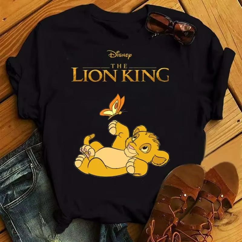 MINISO Hakuna Matata Disney Simba Lví král Tričko pro ženu Kawaii Trička Vtipné Harajuku Simba Unisex Tričko Dámské oblečení