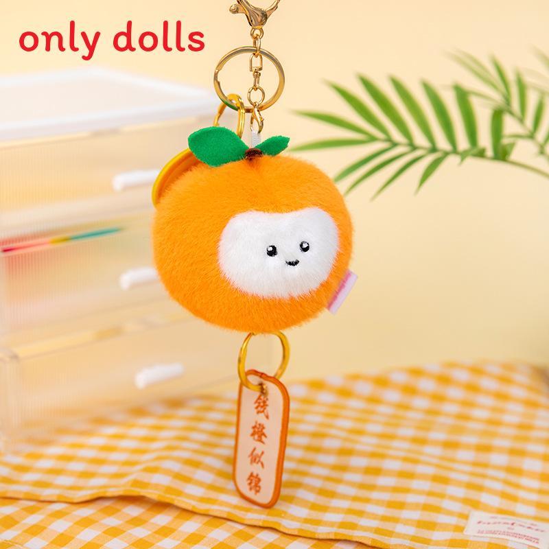 

Orange Pendant Keychain With Soft Short Plush For Girls And Boys Gift Copper
