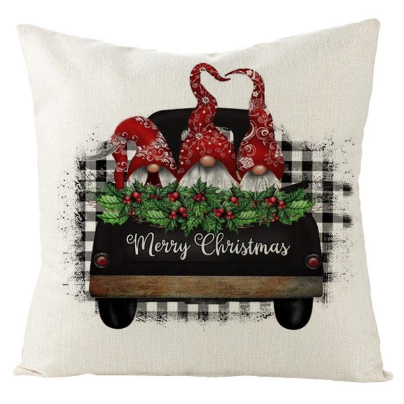 

Новая рождественская льняная наволочка для подушки Домашняя рождественская наволочка с гномом и машиной Премиальное качество, прочная, полезная, практичная 45 * 45Cm (without pillow core)